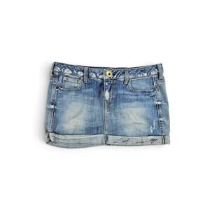 Y2k Guess Mini Skirt Denim Coquette Vintage Lace Lined - Size 27